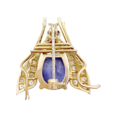 Broche Broche Van Cleef & Arpels, « Abeille », platine, or jaune, saphir, rubis et diamants. 58 Facettes 34982