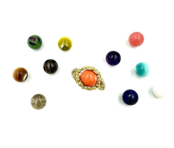 56 GILBERT ALBERT - Bague or jaune et billes interchangeables 58 Facettes