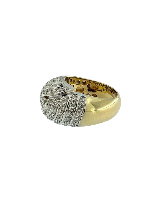 Bague 57 Bague dôme or jaune et blanc avec diamants 58 Facettes