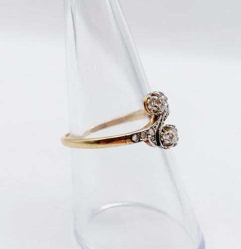 Bague 54 Bague toi et moi antique or jaune, platine et diamant 58 Facettes A05710