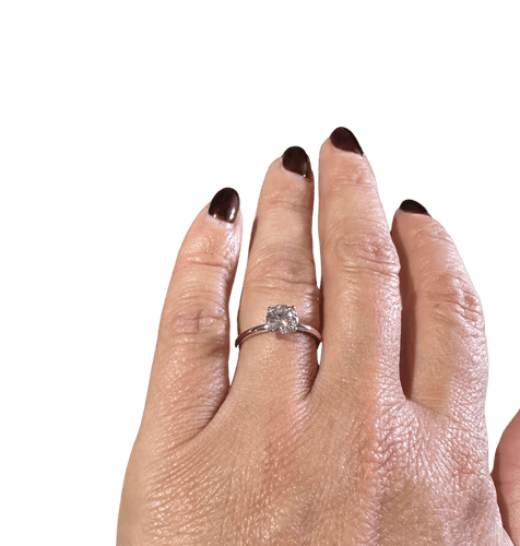 Bague 53 Bague or blanc avec un diamant 58 Facettes 1.0000143/1