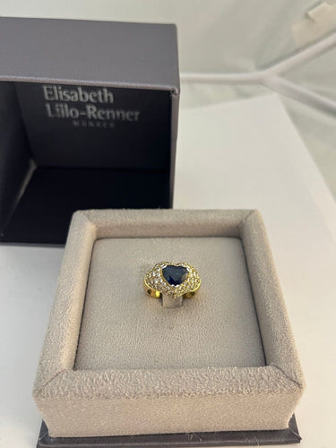 Bague 53 KUTCHINSKY bague or jaune saphir taille cœur de 2,49 carats 58 Facettes 248274