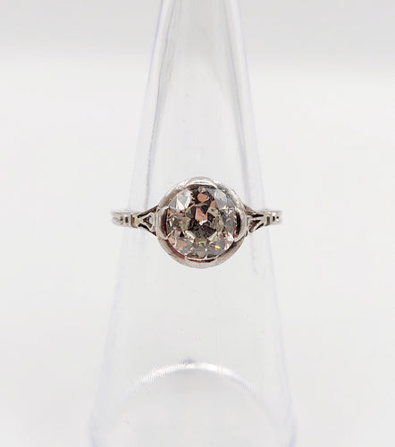 Bague 50 Bague solitaire Art déco en platine et diamant taille ancienne 1,35 carats 58 Facettes A06439