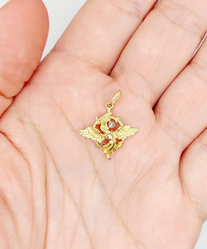 Pendentif Pendentif or jaune chimère ou griffon et diamant taille rose (circa 1900) 58 Facettes A06011