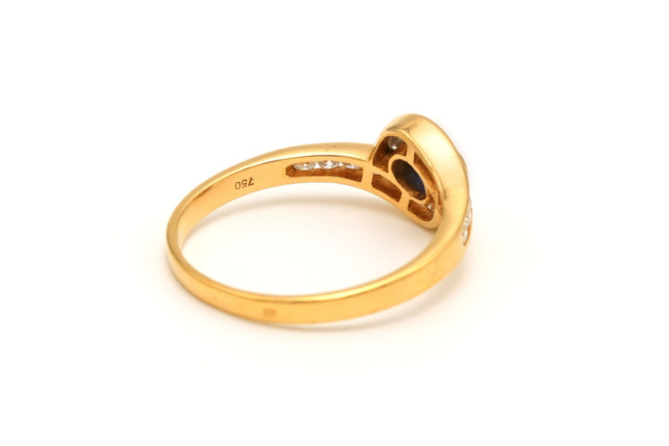 Bague 55 Bague en or jaune sertie d'un saphir et de diamants 58 Facettes 19160