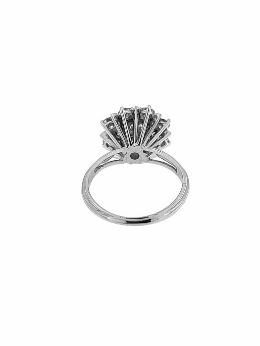 Bague 57 Bague marguerite certifiée HRD en or blanc avec diamants 58 Facettes