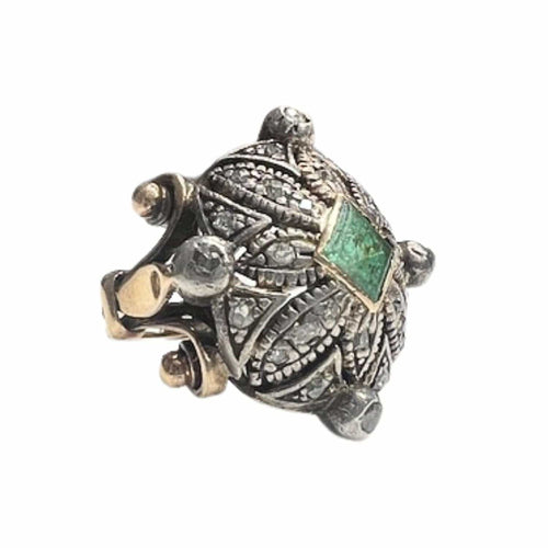 Bague 52 Bague Art Nouveau diamants émeraudes 58 Facettes Q131B(950)