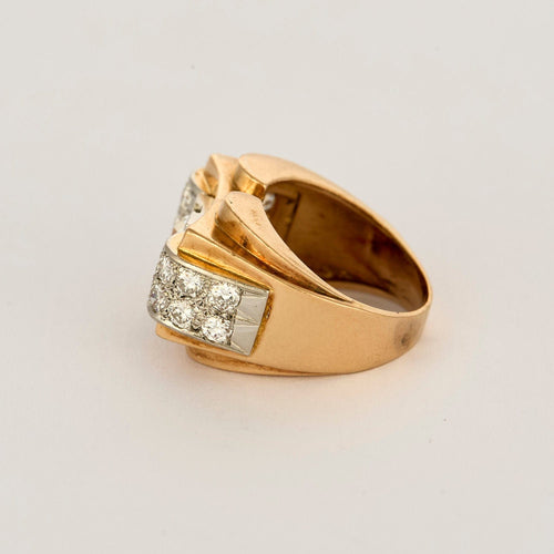 Bague 51 Bague tank or rose et gris et diamants 58 Facettes CAN09342