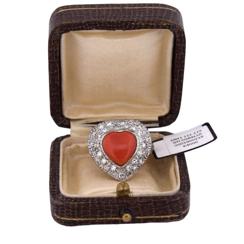 Bague 55 Bague coeur corail en or blanc 58 Facettes