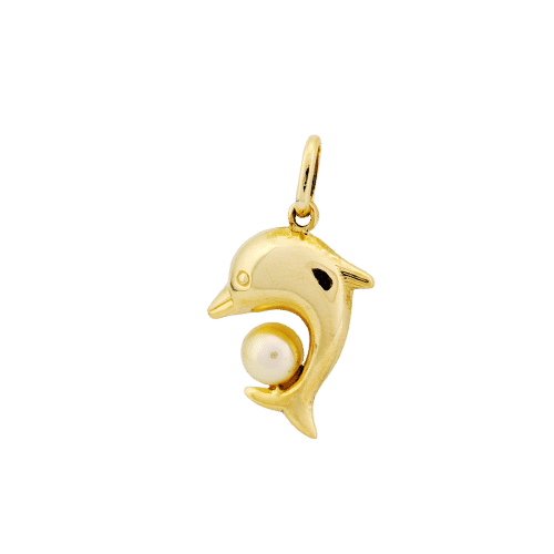 Pendentif Pendentif Dauphin en or jaune et perle 58 Facettes 32268