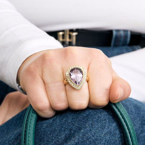 Bague 53 Bague or jaune, améthyste et diamants 58 Facettes 250092