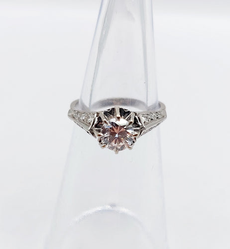 Bague 47 Bague solitaire Art Déco or blanc, platine et diamant 0,55 carat (circa 1930) 58 Facettes A00256