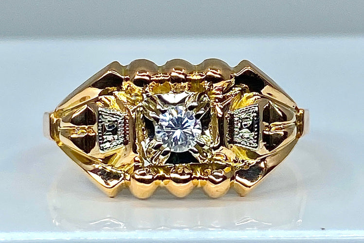 Bague 54 Bague en or jaune et diamants 58 Facettes AB311