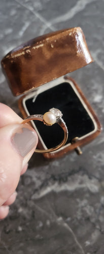 Bague 53 Belle Epoque Bague Toi et Moi en or blanc, diamants, perle naturelle 58 Facettes