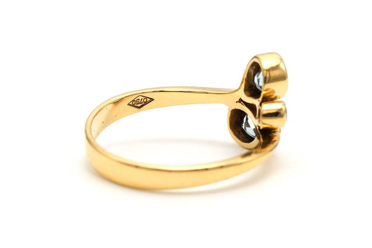 Současný prsten ze žlutého zlata osazený topazy a diamanty 