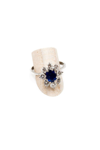 Bague 62 Bague or blanc, saphir et diamants 58 Facettes 240462