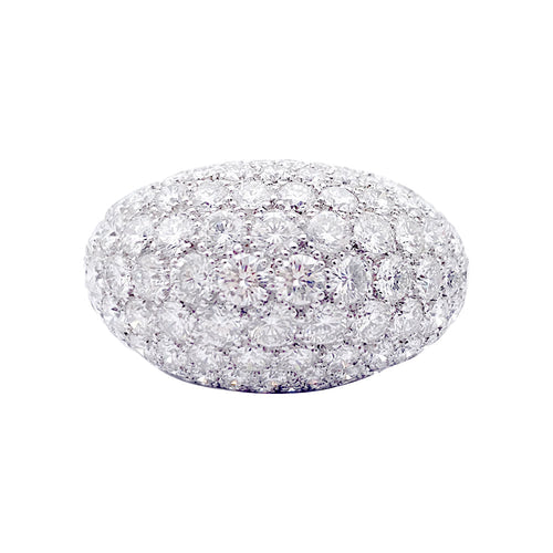 Bague 56 Bague dôme, or blanc, diamants. 58 Facettes 32892