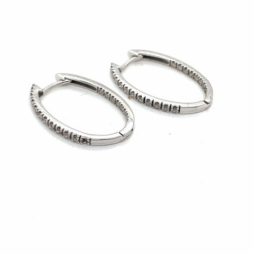 Boucles d'oreilles Boucles d'oreille Créoles Or Blanc Diamants 58 Facettes