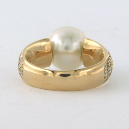 Bague 55 Bague en or jaune avec perle et diamants taille brillant 58 Facettes
