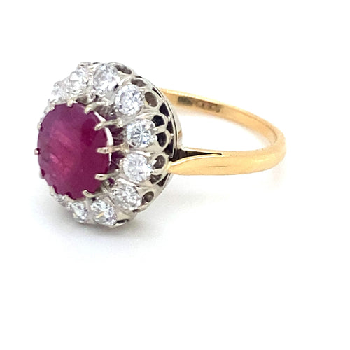 Bague 56 Bague marguerite or jaune, rubis, diamants 58 Facettes