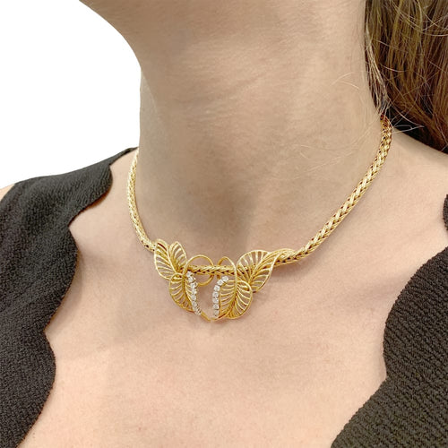 Collier Collier "feuillages" or jaune et diamants. 58 Facettes 35132