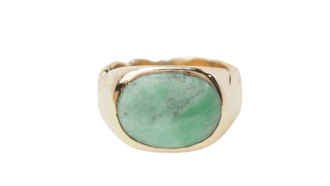 Bague 50 Bague chevalière en or jaune et cabochon jade 58 Facettes 31221