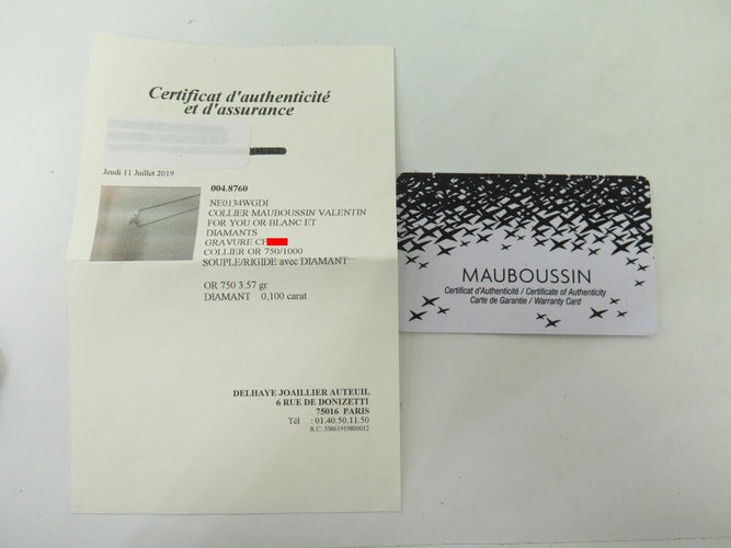 Collier collier MAUBOUSSIN valentin for you or blanc 18k diamants 0.1cts 58 Facettes 268087