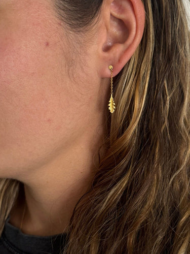 Boucles d'oreilles Paire de boucle d'oreille pendants feuilles en or 58 Facettes 3483