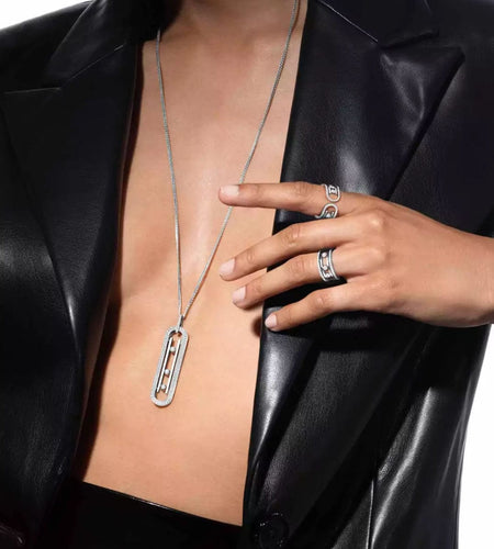 Collier Messika - Sautoir Move 10th Anniversary - Or blanc et Diamants 58 Facettes 1.0000887/1