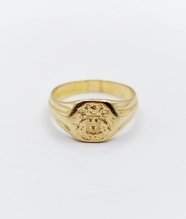 Bague 52 Chevalière or jaune armoiries françaises (circa 1900) 58 Facettes A04475