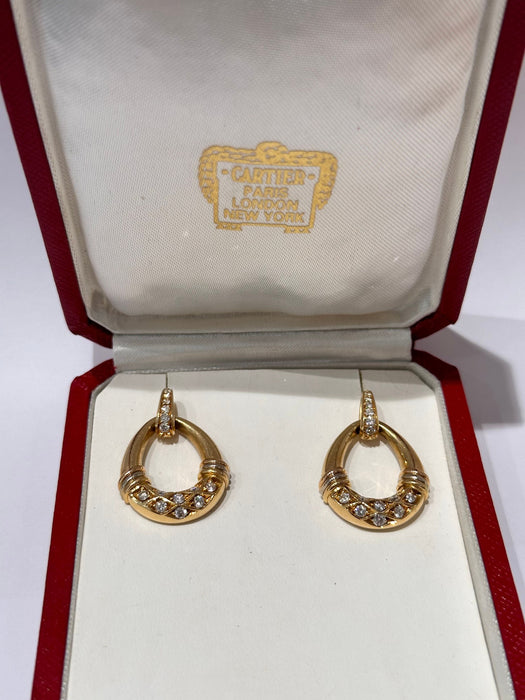 CARTIER - Pendientes de diamantes y oro amarillo.