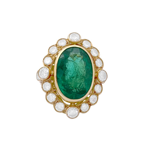 Bague 54 Bague or jaune, émeraude et diamants. 58 Facettes 35102