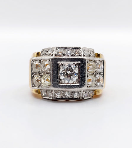 Bague 48 Bague tank art déco or jaune, platine et diamant 58 Facettes A05718