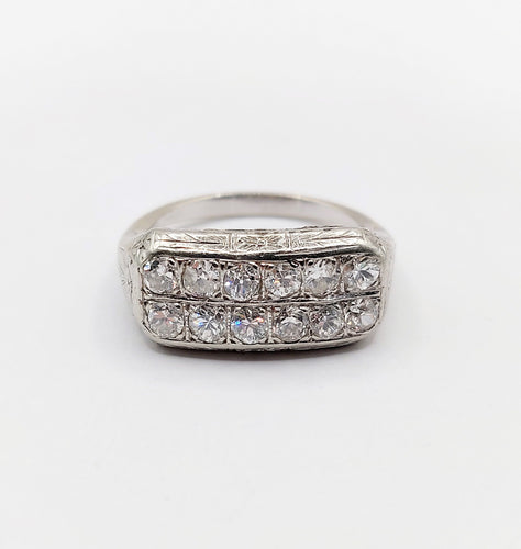 Bague 52 Bague tank art déco or blanc et diamants 58 Facettes A05400