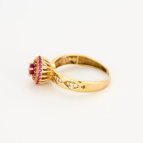 Bague 55 Bague or jaune rubis et saphirs roses 58 Facettes
