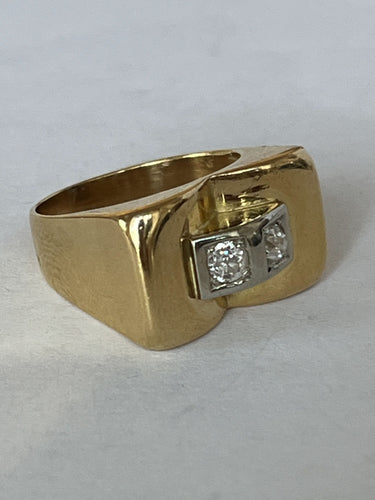 Bague 56.5 Bague Tank Or Jaune Diamants 58 Facettes LOT 6288