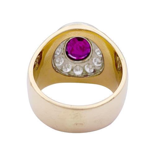 Bague 57 Bague jonc, or jaune, or blanc, rubis et diamants. 58 Facettes 33176