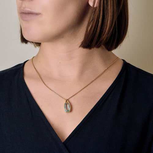 Pendentif Pendentif or jaune et aigue-marine 58 Facettes B250457