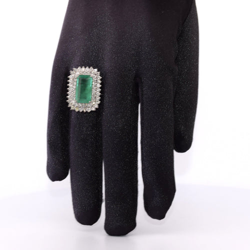 Bague 56 BAGUE PLATINE avec émeraude et diamants - DECO' 58 Facettes