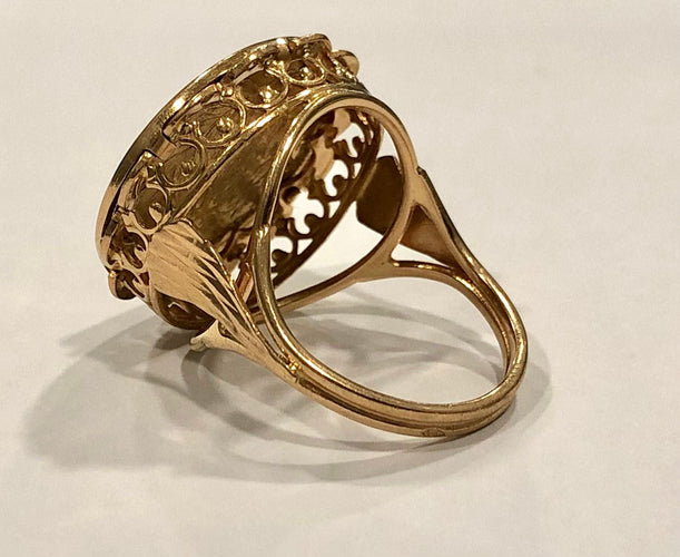Bague 55 Bague pièce Napoléon 20 frs or jaune 58 Facettes