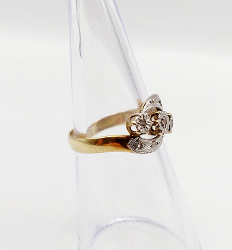 Bague 50.5 Bague or jaune, diamants taille rose (circa 1900) 58 Facettes A06375