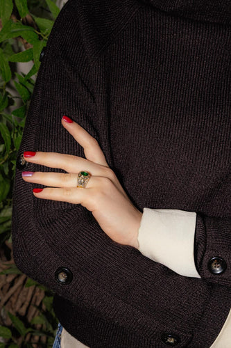 Bague 53 Bague Or jaune Emeraude, Diamant 58 Facettes 4445910CN