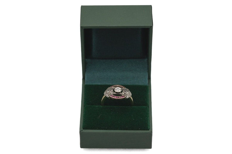 Bague 56 Bague ancienne Art Déco en diamants et rubis, années 1920 58 Facettes 9335