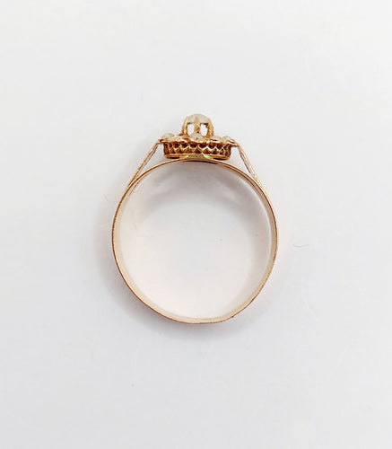 Bague 54.5 Bague marguerite antique en or rose 18k ornée de perles 58 Facettes A06486