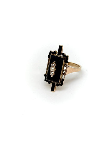 Bague 55 Bague ancienne onyx perles fines 58 Facettes M9101