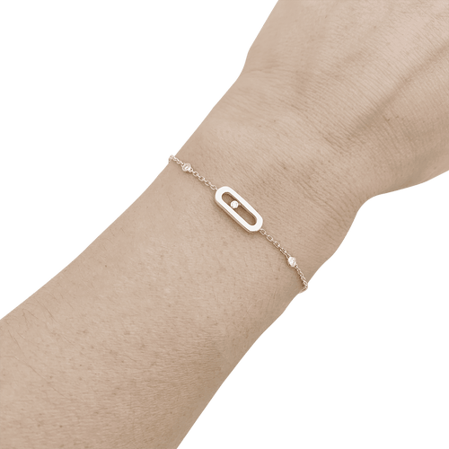 Bracelet Bracelet Messika, "Move Uno", or blanc et diamants. 58 Facettes 34539