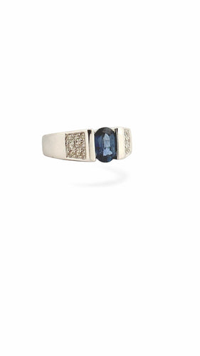 Bague 51 Bague en or blanc saphir et diamants 58 Facettes