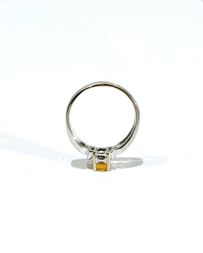 Bague 57 Bague en Or Blanc, Diamants et Citrine 58 Facettes