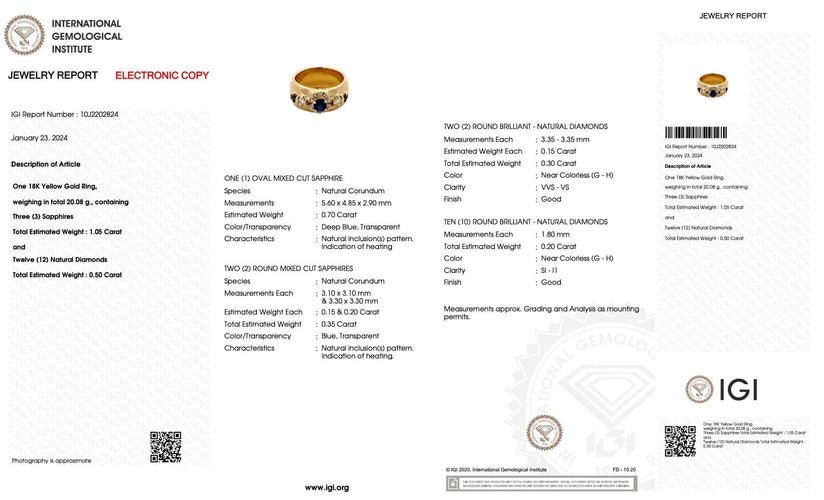 Bague 59.5 Bague en or jaune, diamants et saphirs 58 Facettes