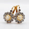 Boucles d'oreilles Dormeuses marguerite antique or 18k perle et diamants taille roses (circa 1900) 58 Facettes A05918